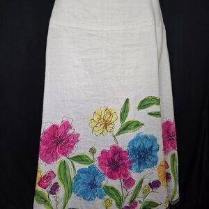 Carole Little Pink and Blue Midi A-line Skirt for Casual Wear